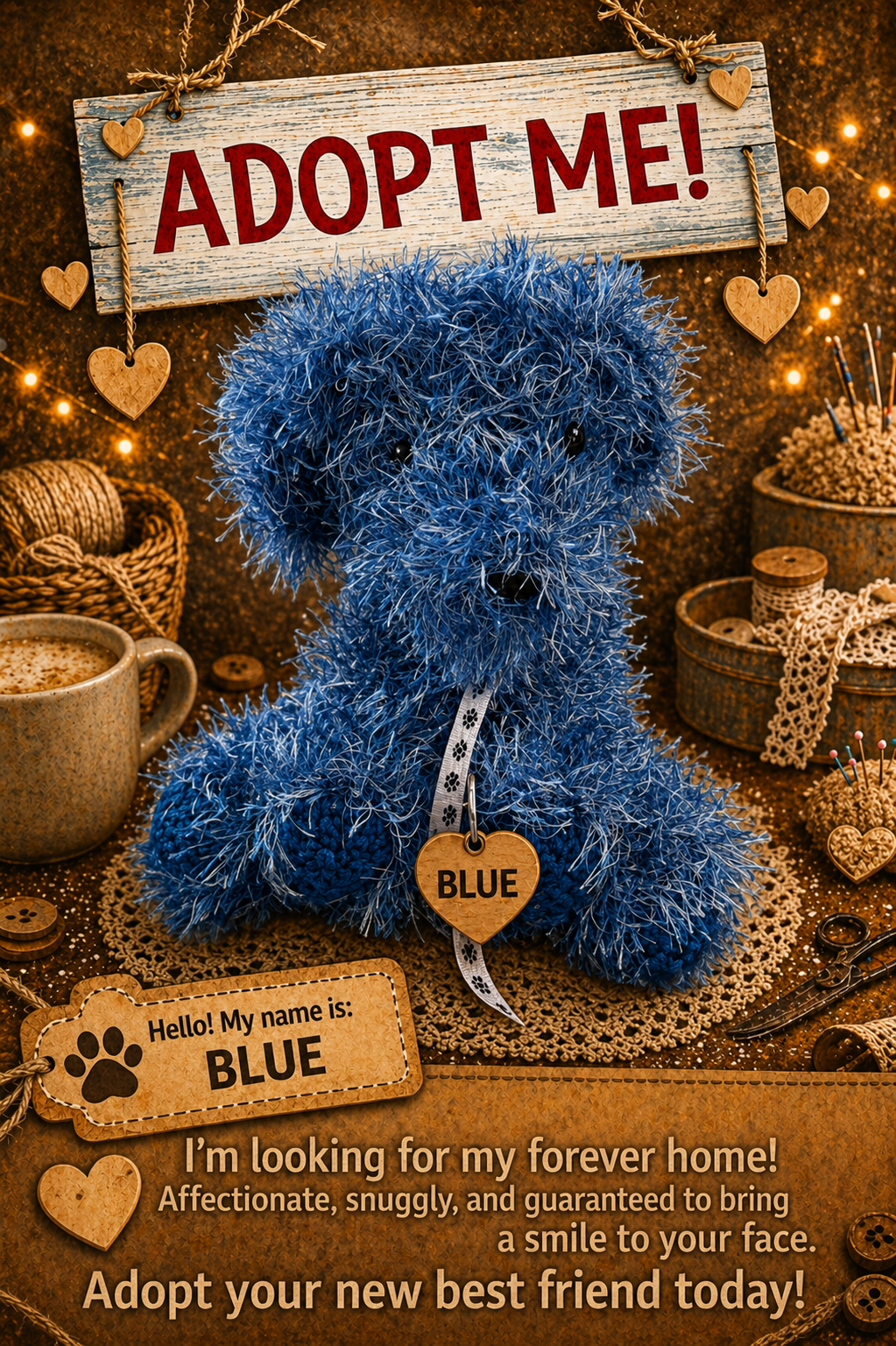 Adopt a Dog - Blue - 20cm