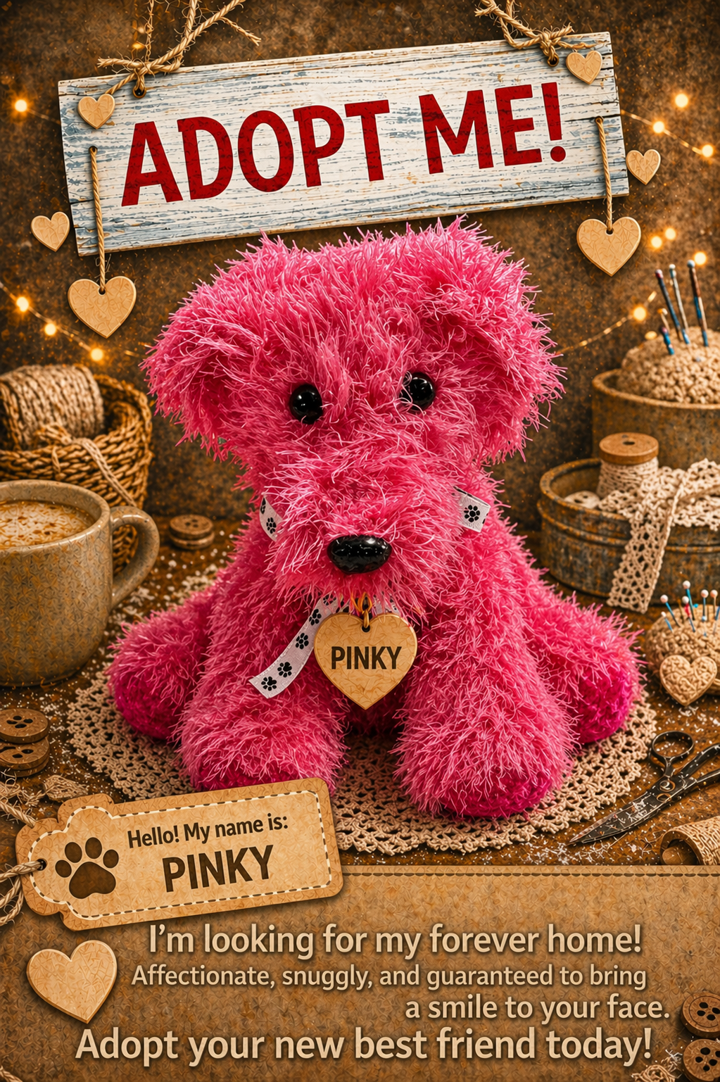 Adopt a Dog - Pinky - 17cm