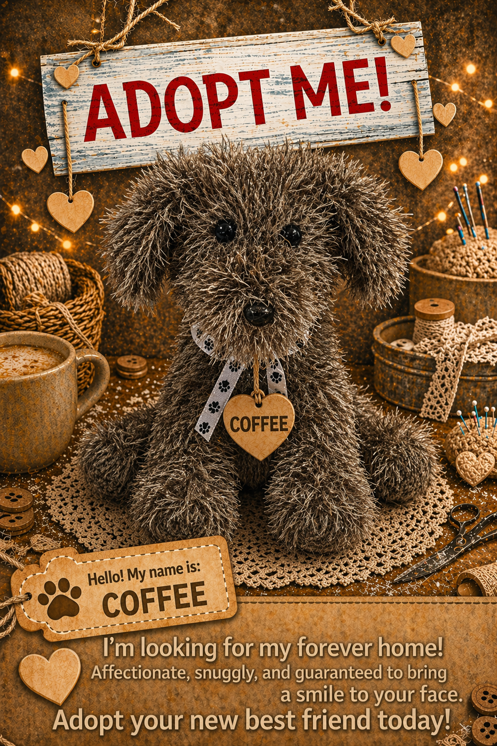 Adopt a Dog - Coffee - 20cm