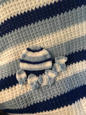 Crochet Baby Sets - Blues/White