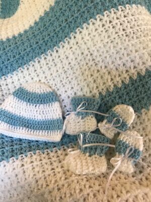 Crochet Baby Sets - Blues/White