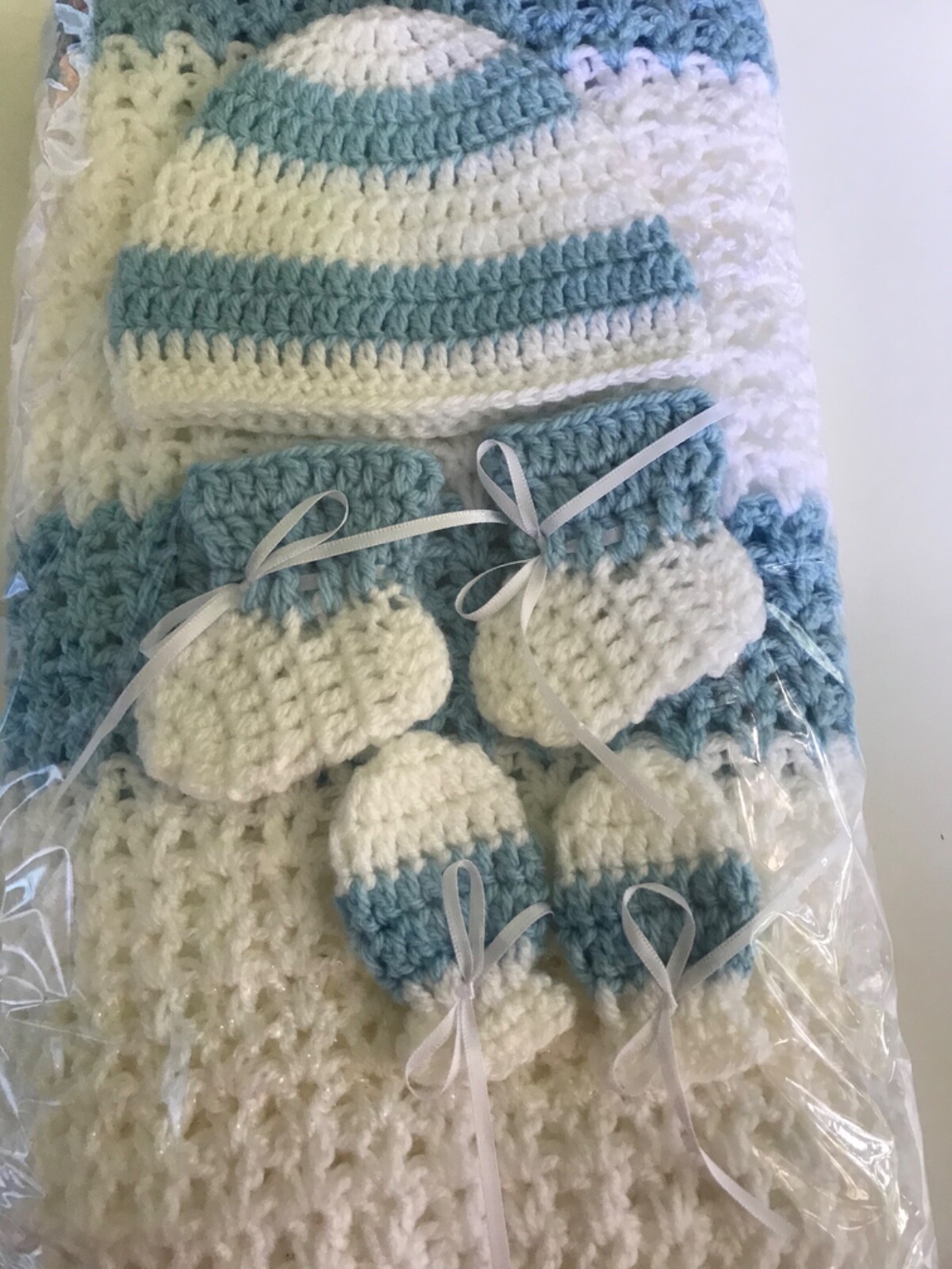 Crochet Baby Sets - Blues/White - Image 2
