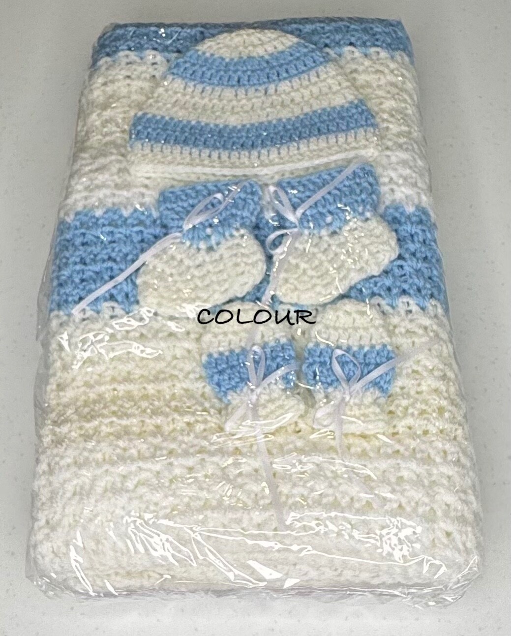 Crochet Baby Sets - Blues/White - Image 3
