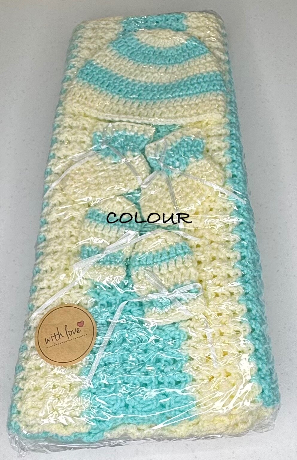 Crochet Baby Sets - Cream/Green - Image 3