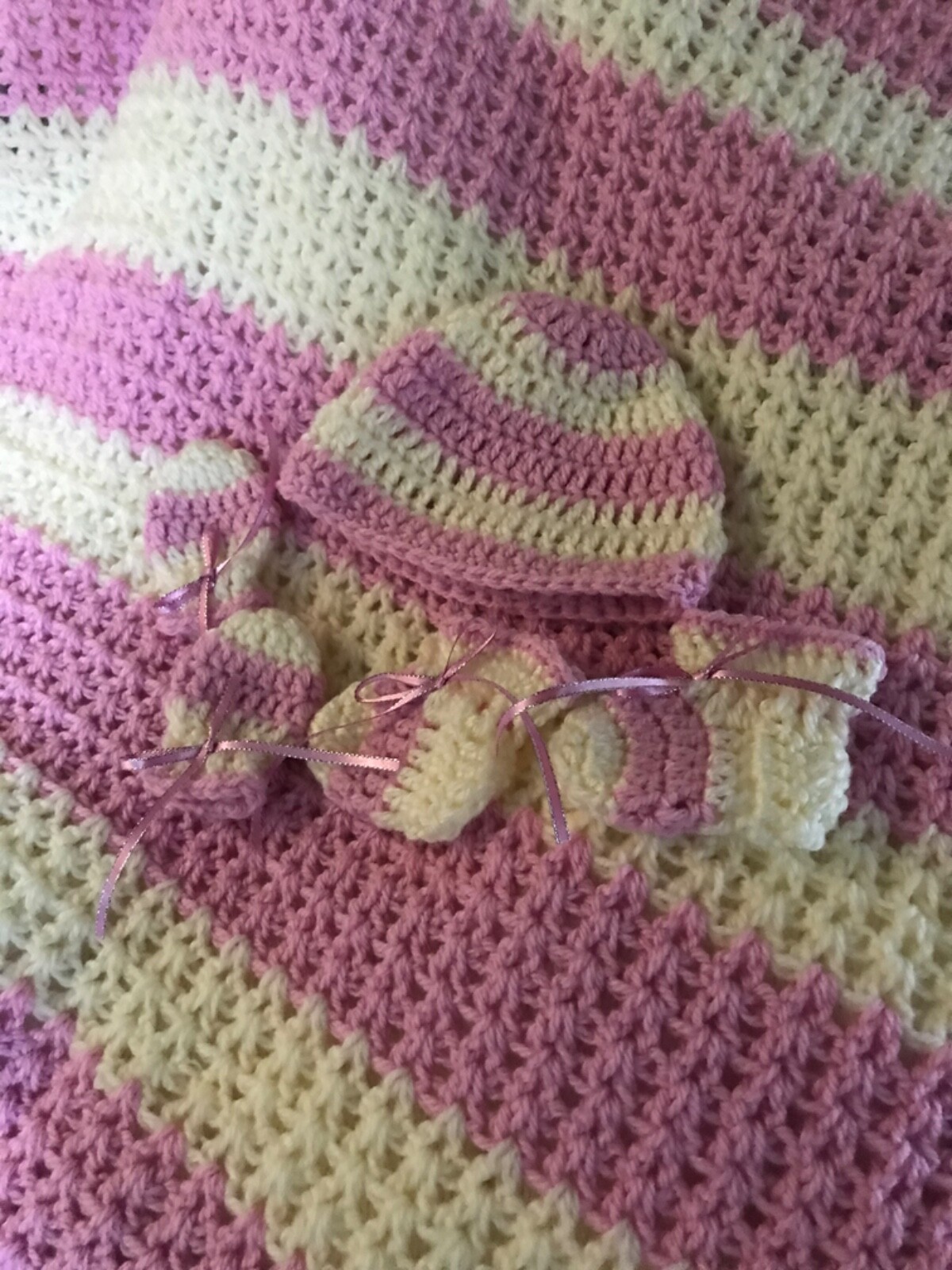 Crochet Baby Sets - Purple/Cream
