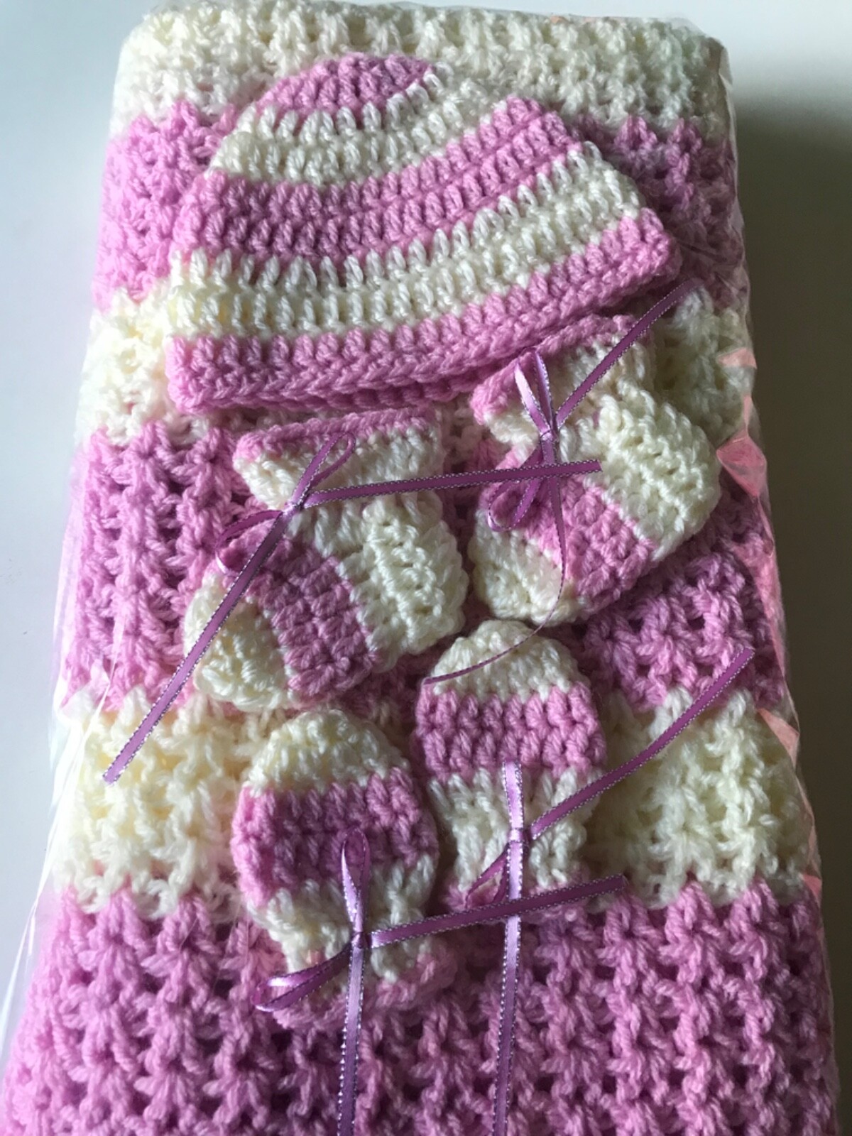 Crochet Baby Sets - Purple/Cream - Image 2