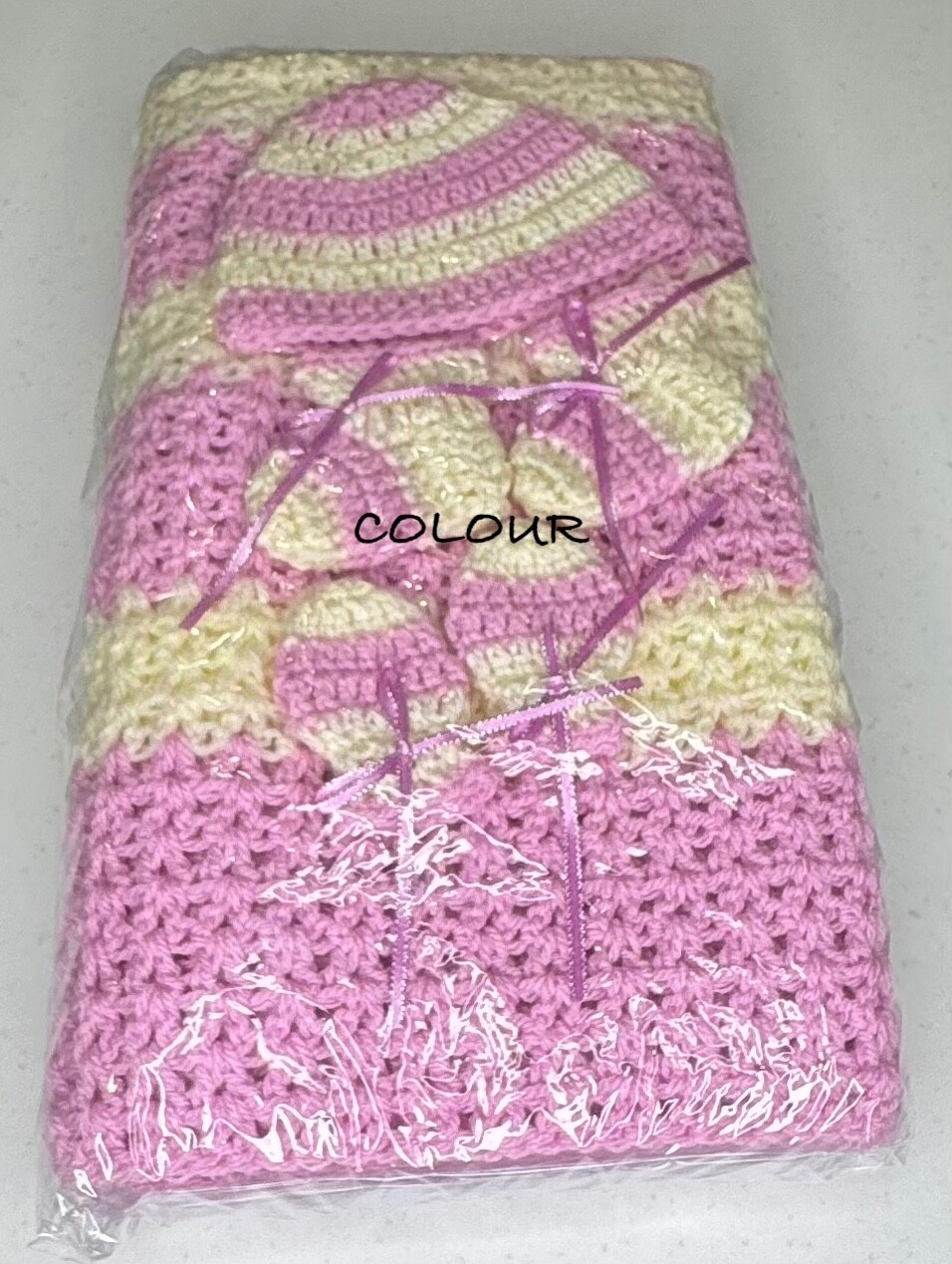 Crochet Baby Sets - Purple/Cream - Image 3