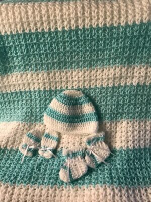 Crochet Baby Sets - Green/White