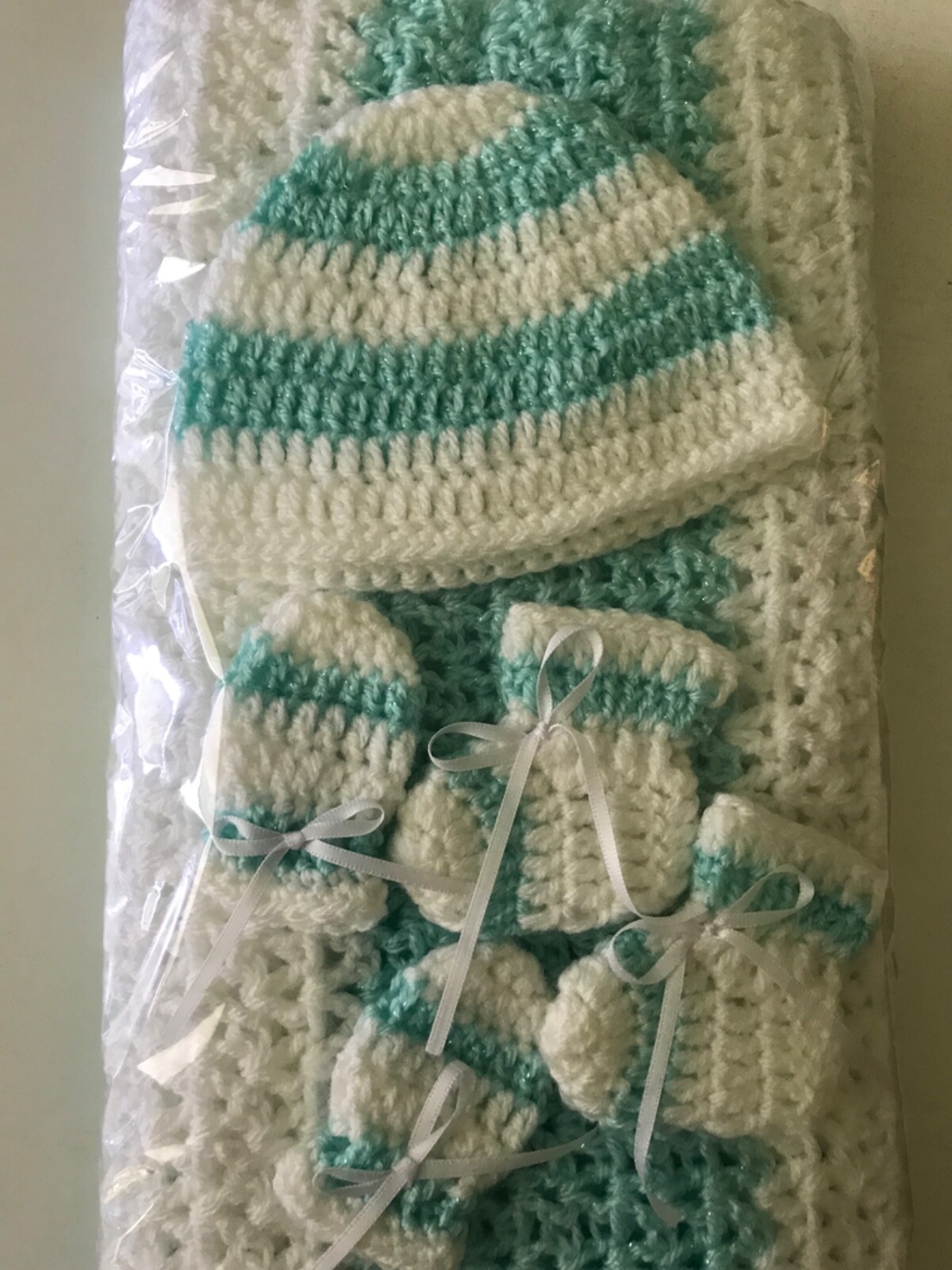 Crochet Baby Sets - Green/White - Image 2
