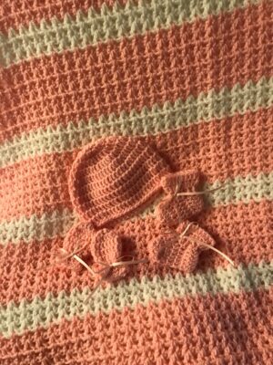Crochet Baby Sets - Pink/White