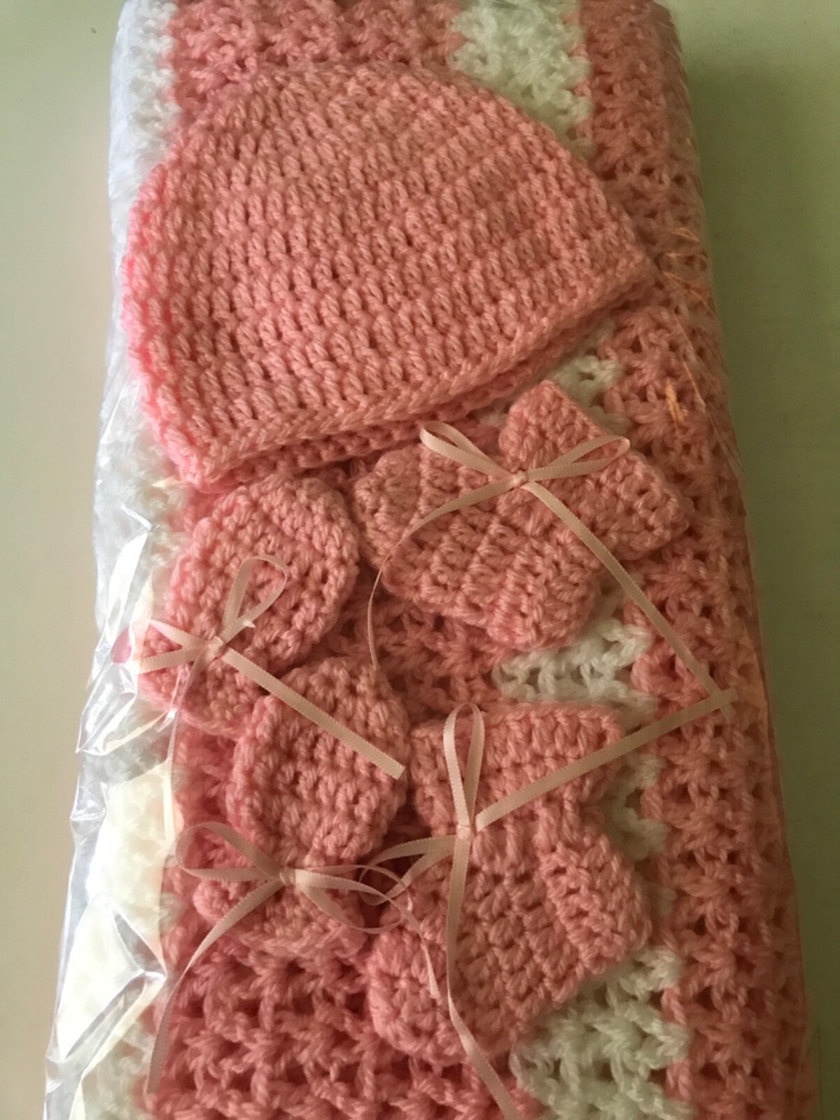 Crochet Baby Sets - Pink/White - Image 2