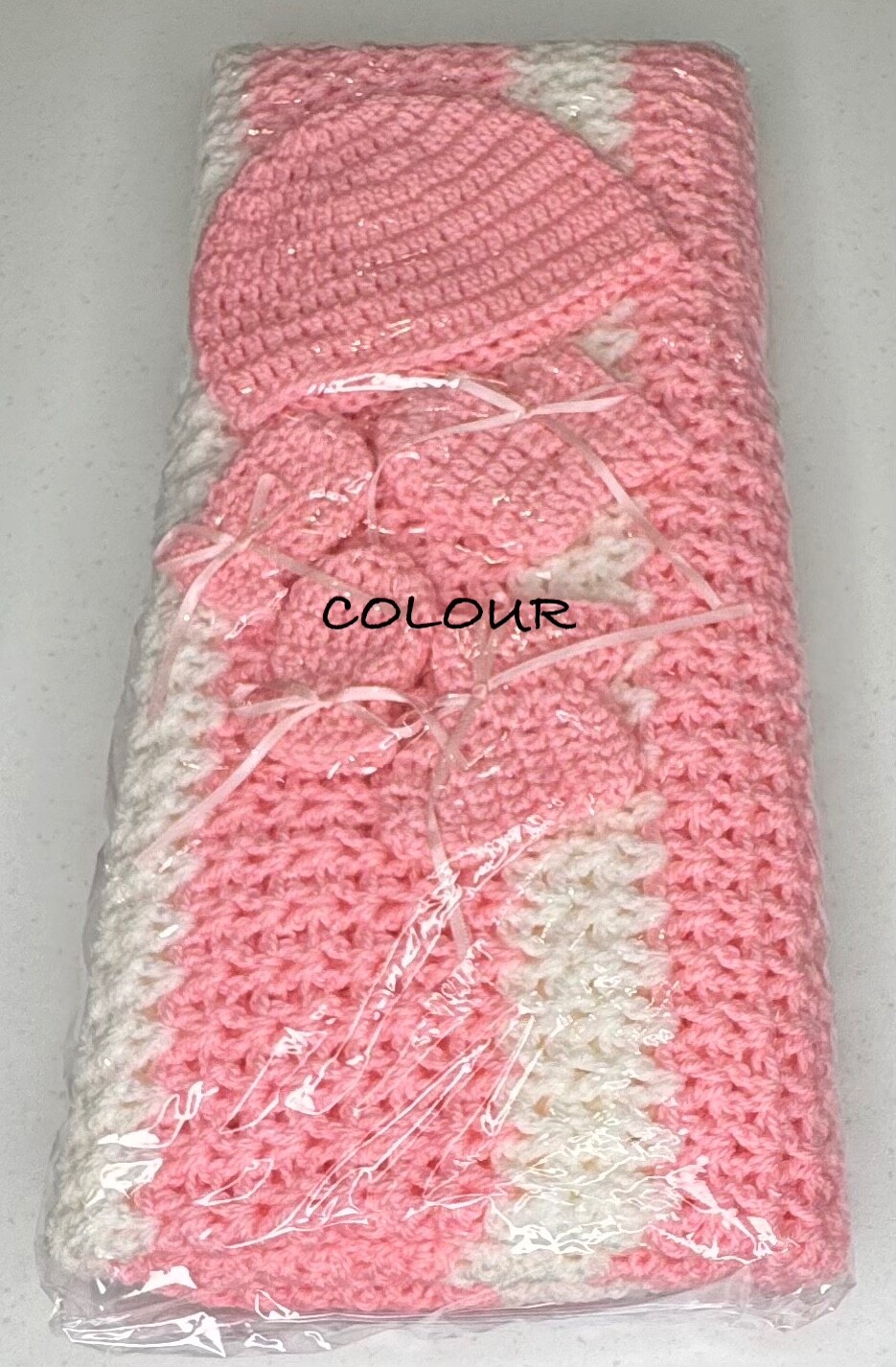 Crochet Baby Sets - Pink/White - Image 3