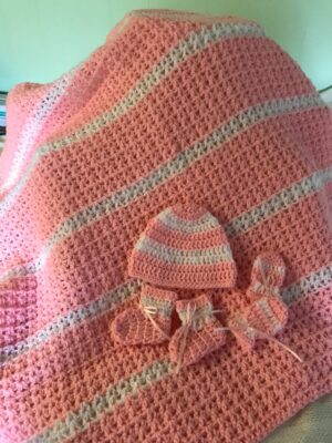 Crochet Baby Sets - Pink/White