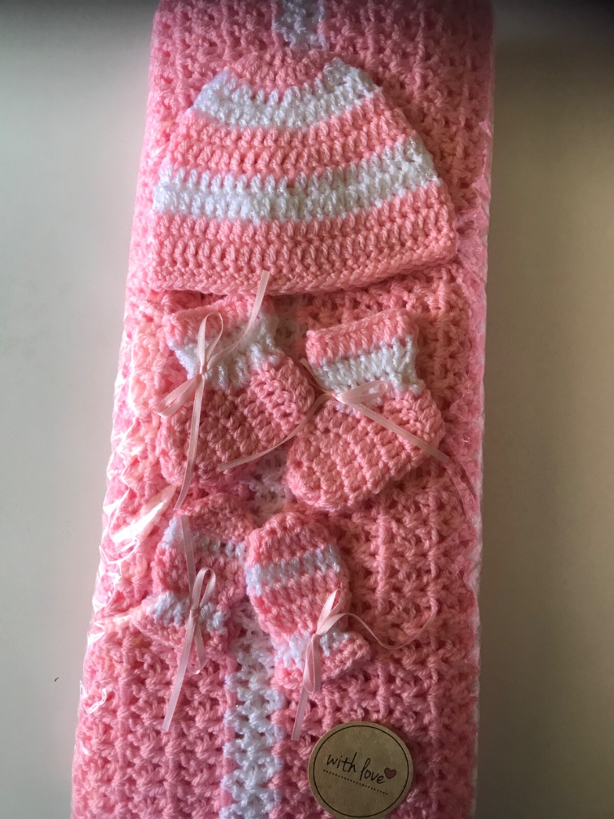 Crochet Baby Sets - Pink/White - Image 2