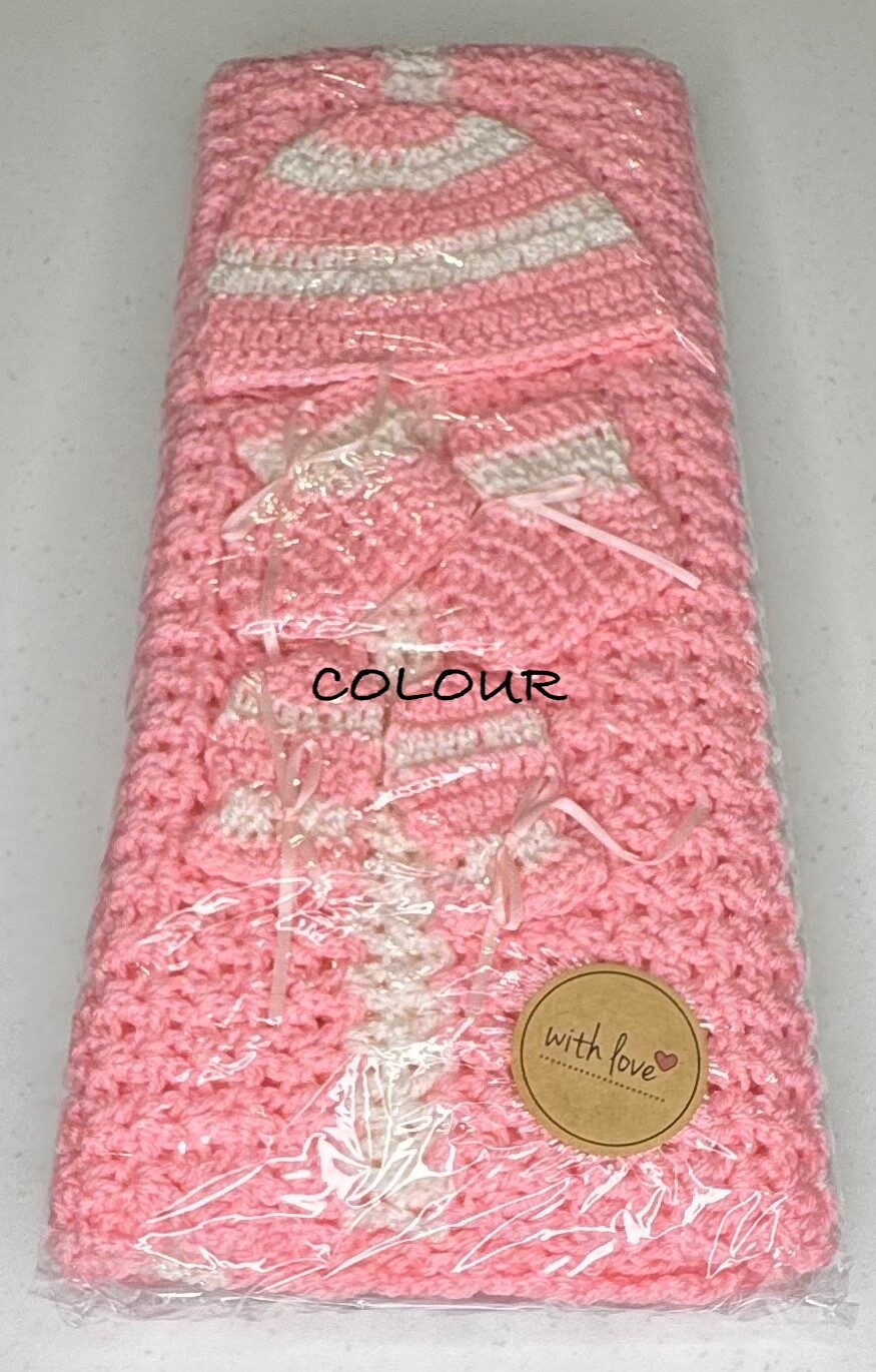 Crochet Baby Sets - Pink/White - Image 3