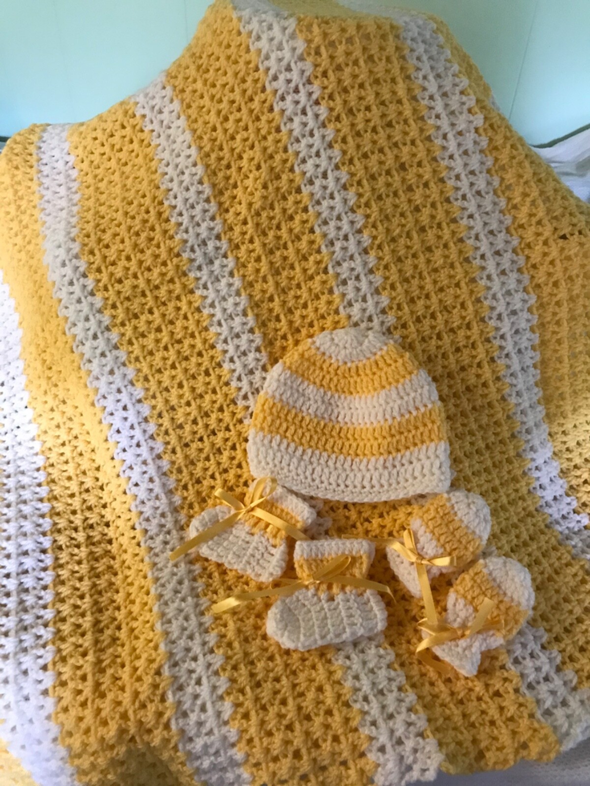 Crochet Baby Sets - Yellow/White