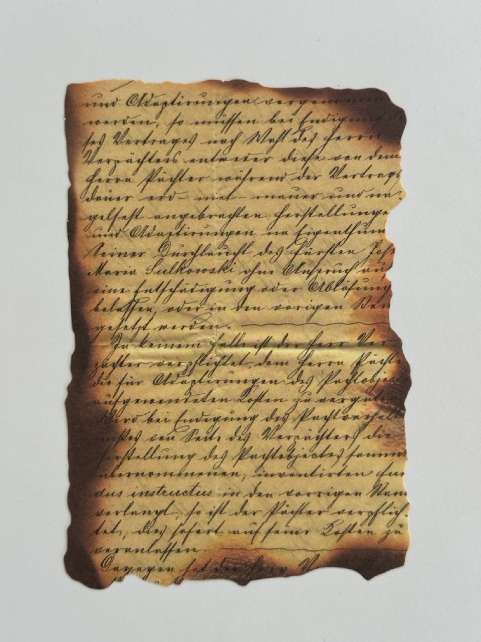 9.5cm x 14cm Paper - Burnt Pages Fancy Writing