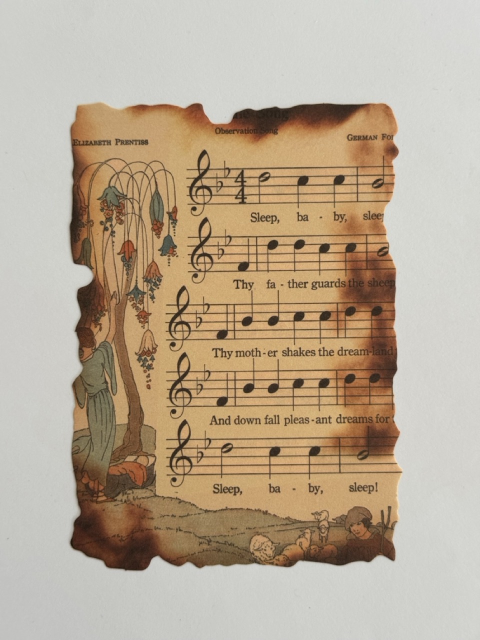 10cm x 14cm Paper - Burnt Pages Coloured Music Sleep