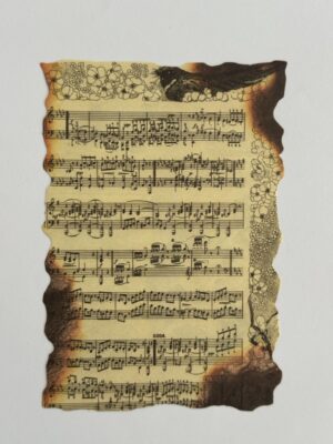 10cm x 14cm Paper - Burnt Pages Floral Boarder