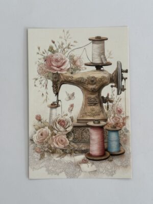 15cm x 10cm Post Card - Sewing Machine & Reels