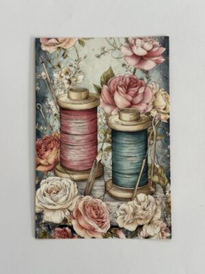 15cm x 10cm Post Card - Pink and Blue Reels