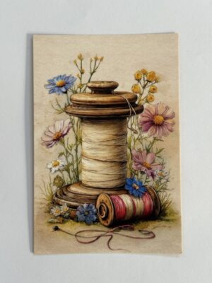 15cm x 10cm Post Card - Cream Cotton Reel