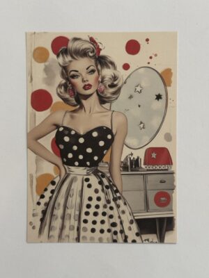 14cm x 10cm Paper - Vintage Woman Round Mirror