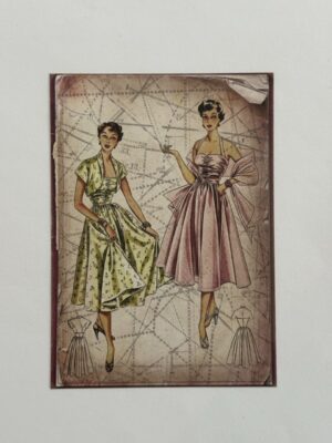 14cm x 10cm Paper - Vintage Paper Pattern Satin Wrap