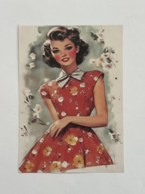14cm x 10cm Paper - Vintage Women in Red