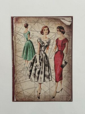 14cm x 10cm Paper - Vintage Pattern Women with Clutch Purse