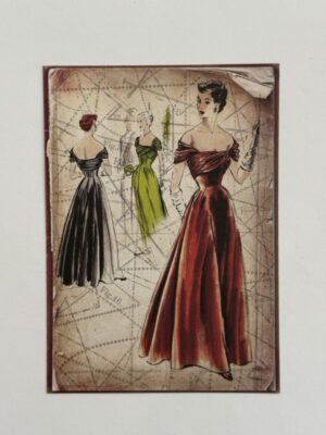 14cm x 10cm Paper - Vintage Pattern Women with Gloves