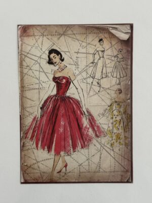 14cm x 10cm Paper - Vintage Pattern Women in Ballerina Dress