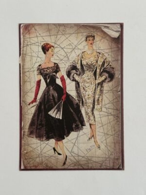 14cm x 10cm Paper - Vintage Pattern Women Red Gloves