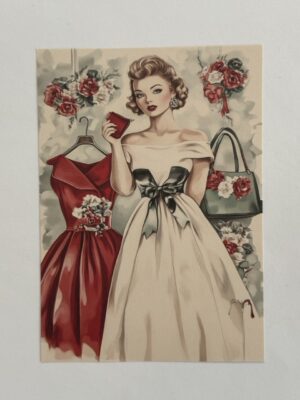 14cm x 10cm Paper - Vintage Women Bunch of Flowers