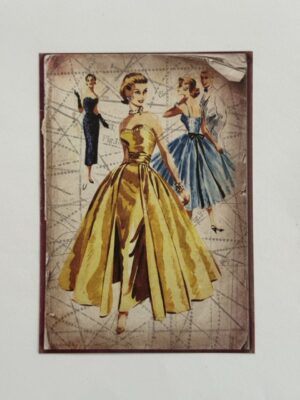 14cm x 10cm Paper - Vintage Patter Women In Yellow Dress