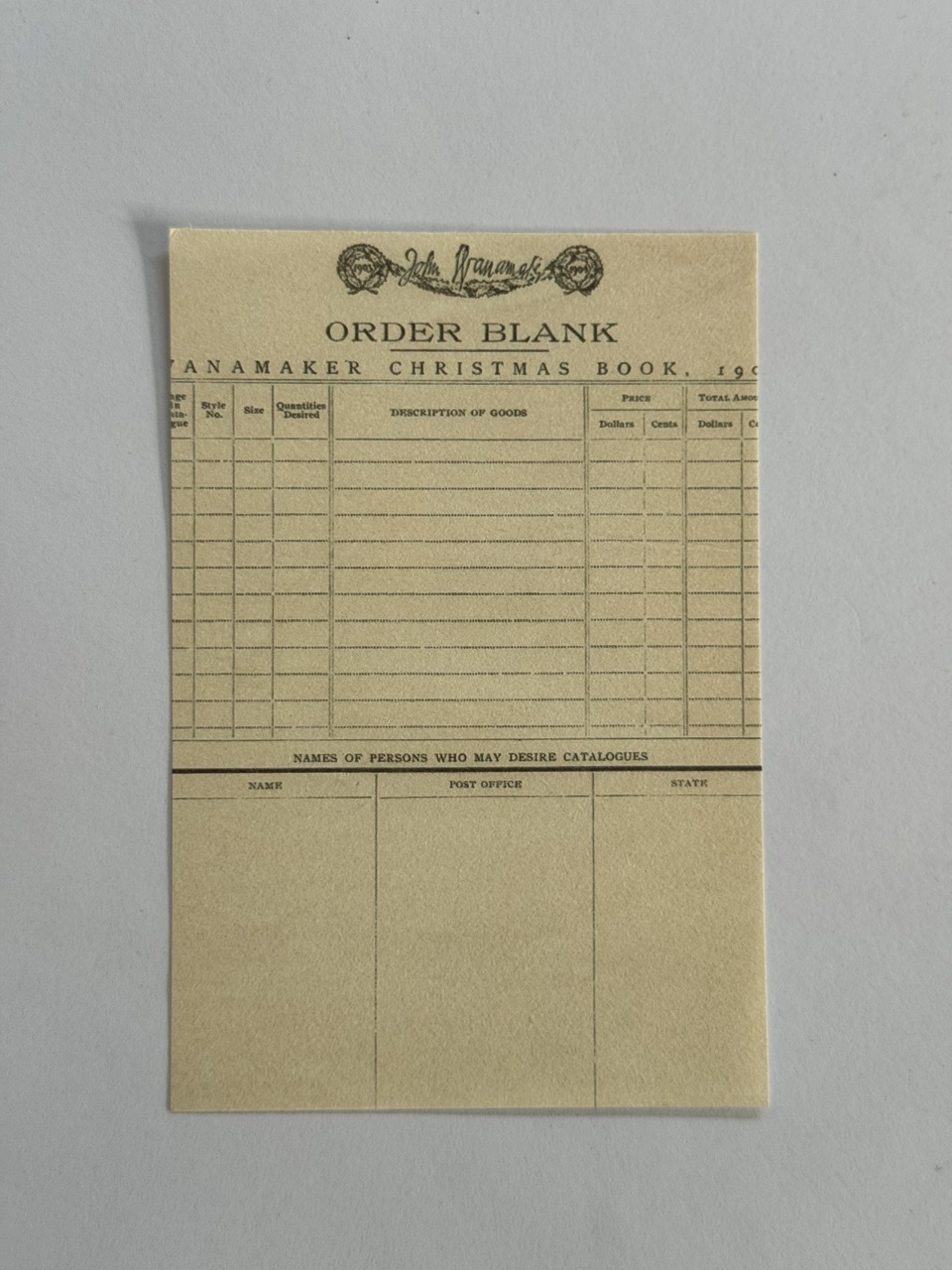 14cm x 10cm Paper - Order Blank
