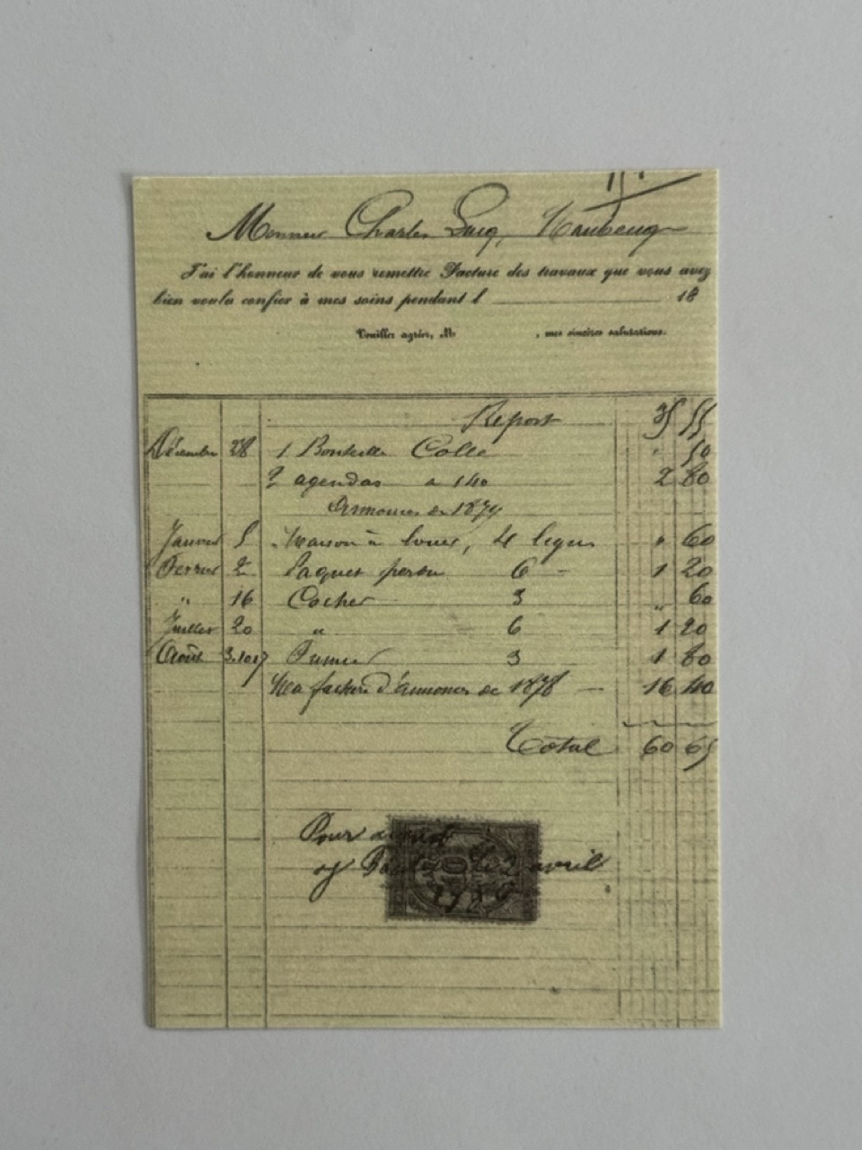 14cm x 10cm Paper - Invoice