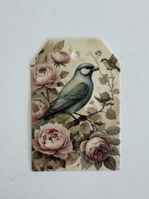 7.5cm x 5cm - Vintage Bird with Roses