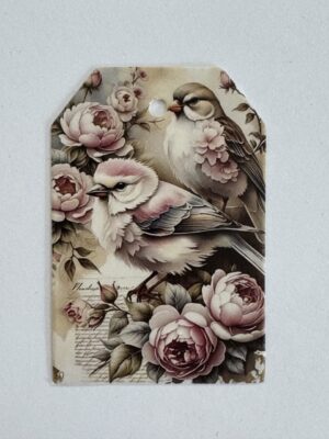7.5cm x 5cm - Vintage Small Love Birds Tag