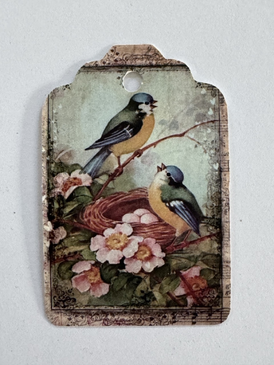 7cm x 4.5cm - Vintage Birds in Nest