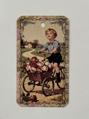 7cm x 4.5cm - Boy with Bike