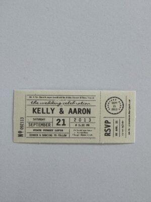 7cm x 3cm - Ticket - Kelly & Aaron