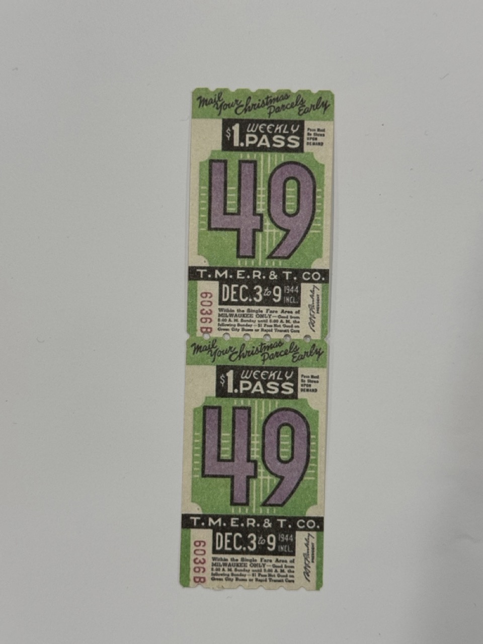 13.5cm x 3.75cm - Ticket 49
