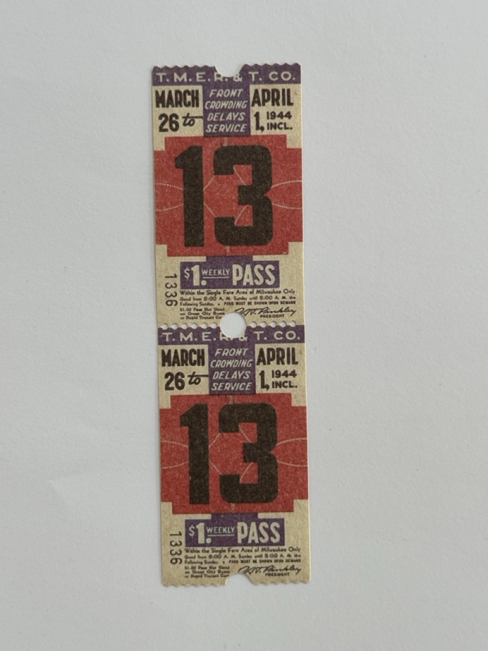 13.5cm x 3.75cm - Ticket 13