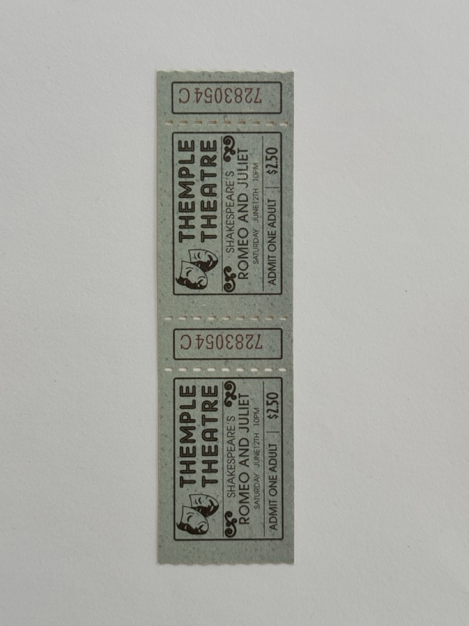 13.5cm x 3.75cm - Ticket Themple