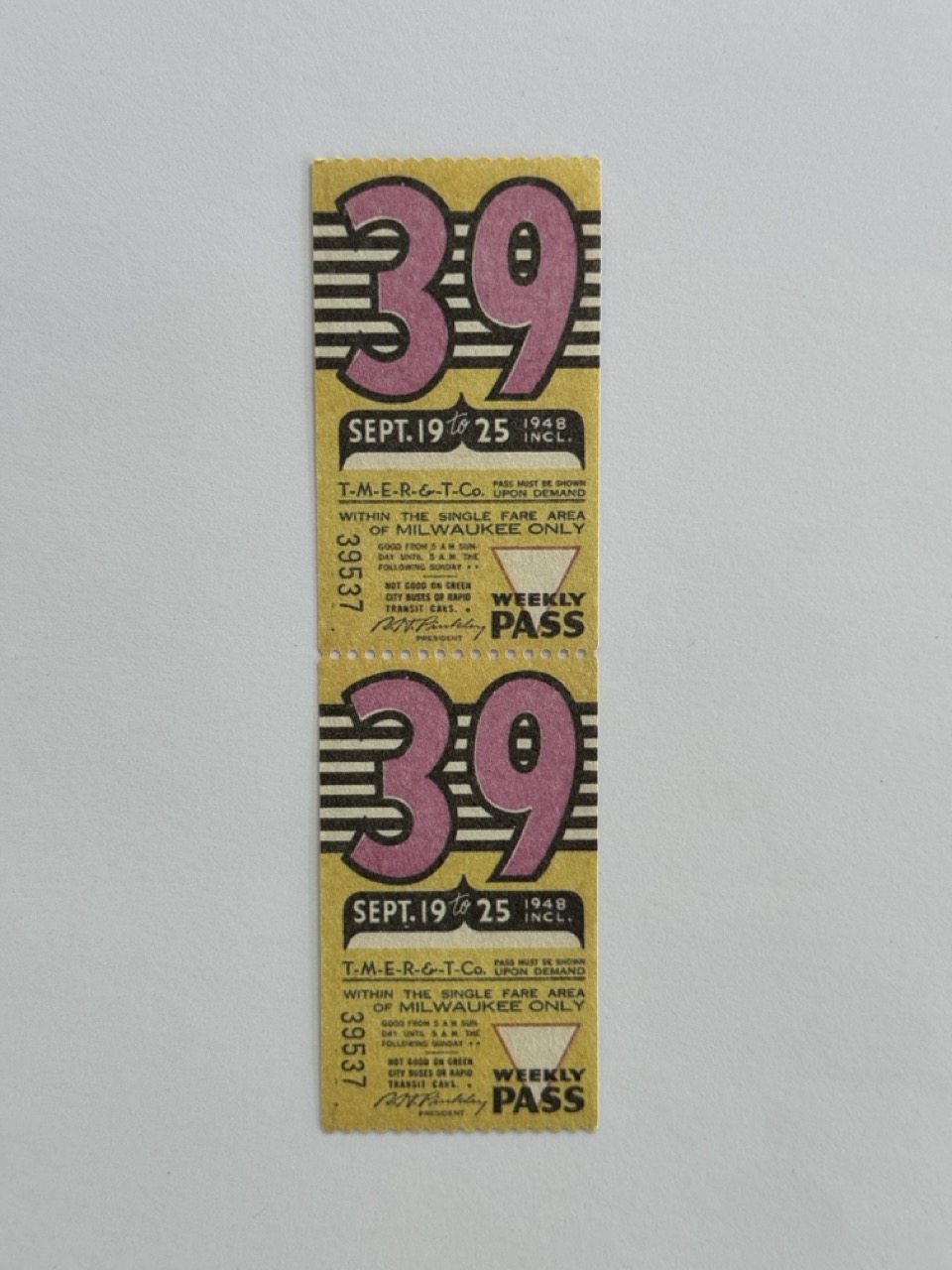 13.5cm x 3.75cm - Ticket 39