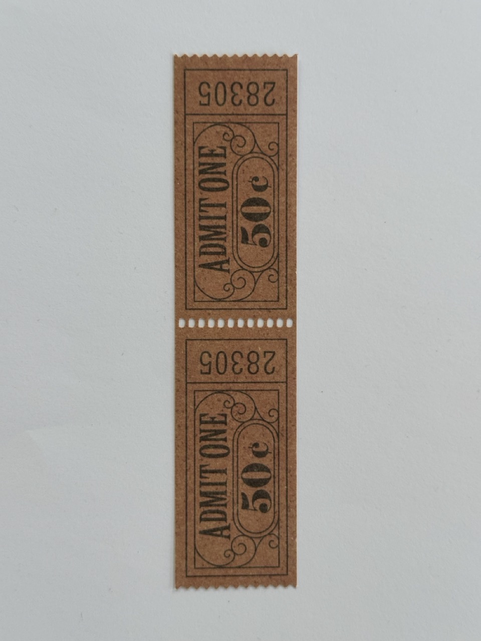 13.5cm x 3.5cm - Ticket 50c