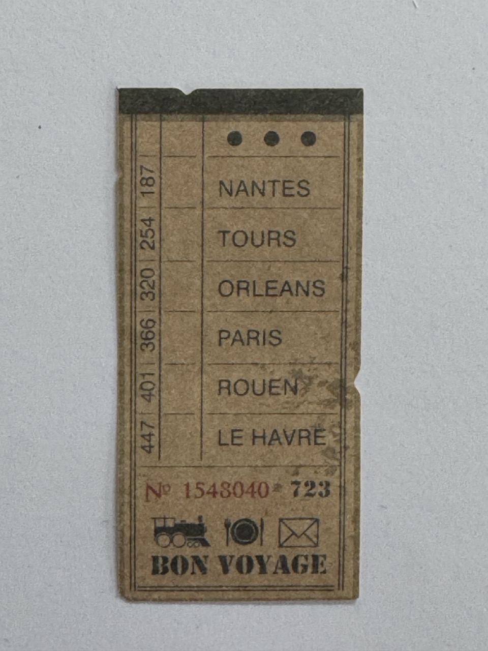 6.5cm x 3cm - Ticket Bon Voyage
