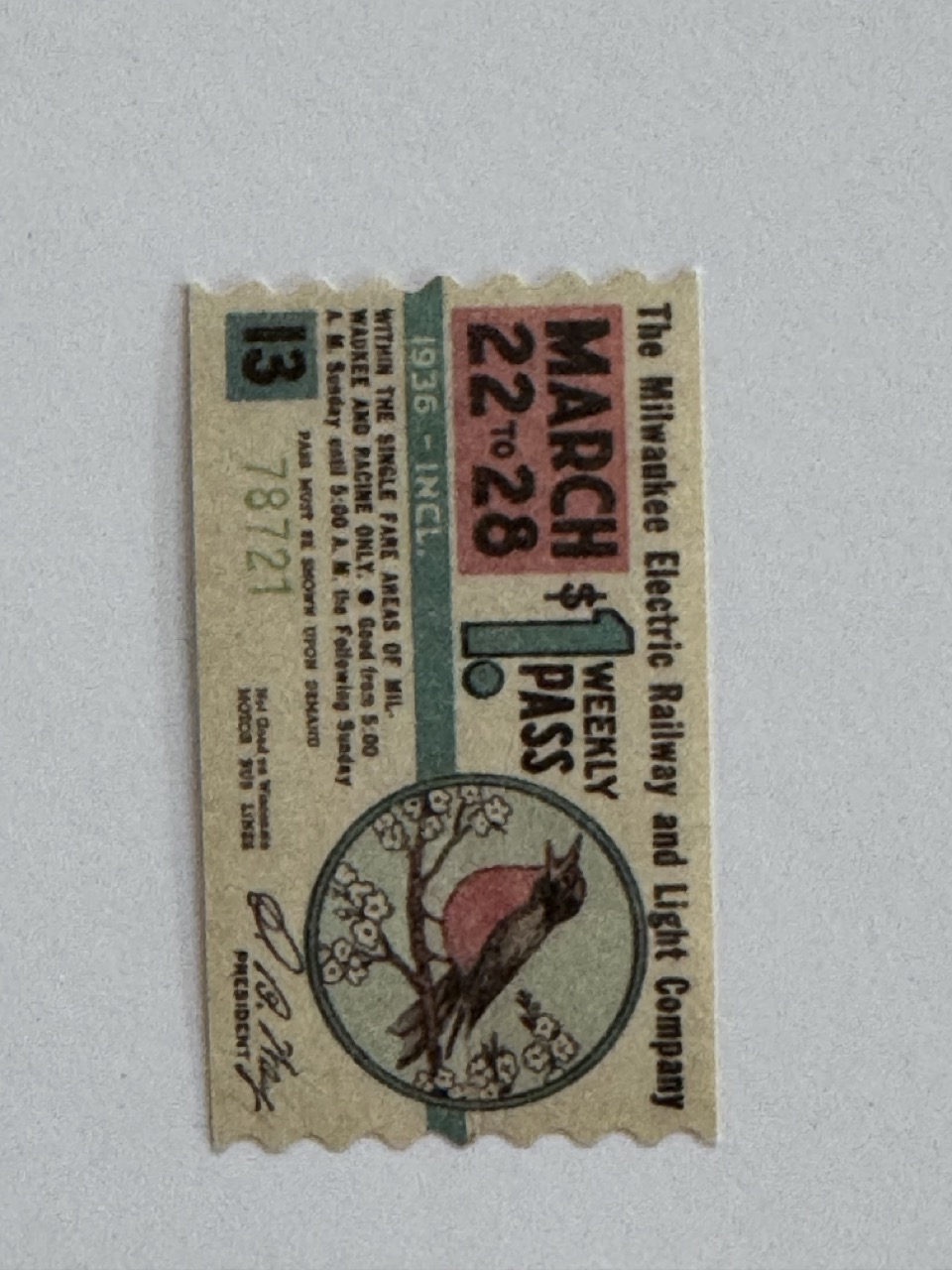 5cm x 3cm - Ticket March 22