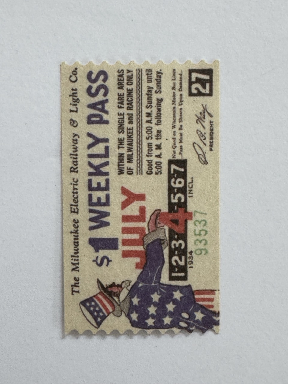 5cm x 3cm - Ticket July
